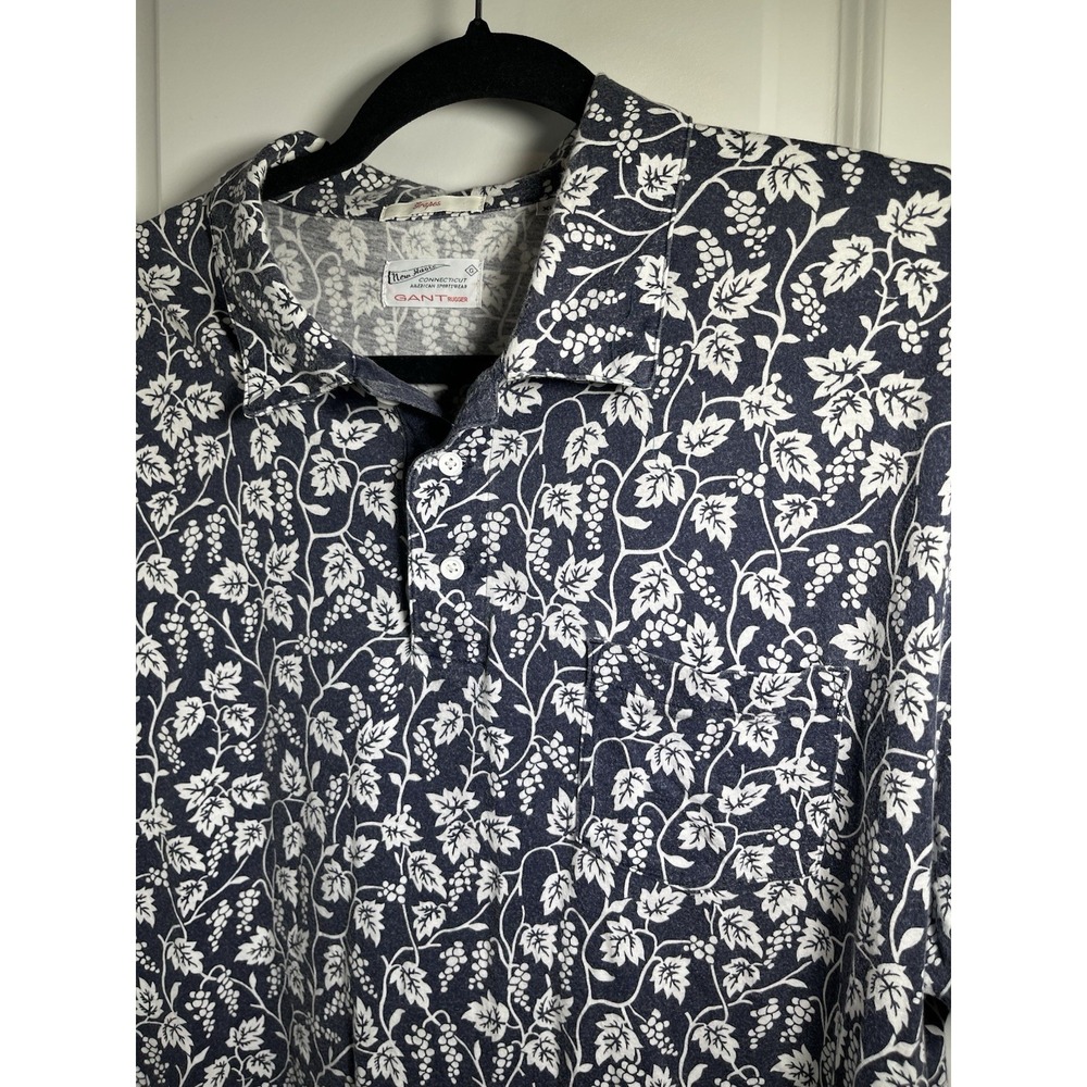 GANT RUGGER Men's Evening Blue Grapes All Over Print Rugger Pocket Polo Size XL - Picture 3 of 14
